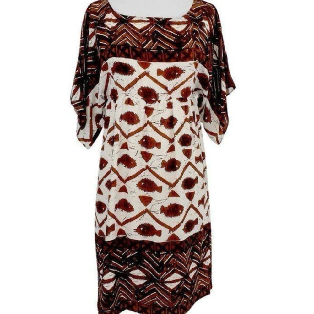 Anthropologie Anna Sui silk dress fish print 4